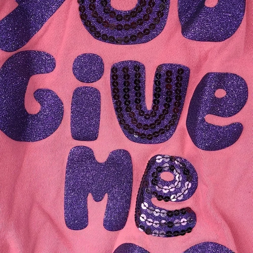 Girls Cute Pink & Purple Pullover Sequined Sweatshirt Bubble Hem 130cm/8-10